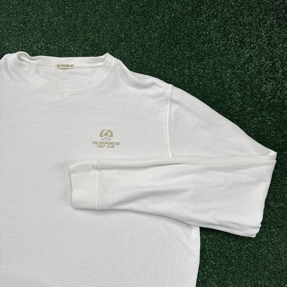Peter Millar Sweatshirt Men's Pullover Crewneck 2XL XXL White The Broadmoor Golf